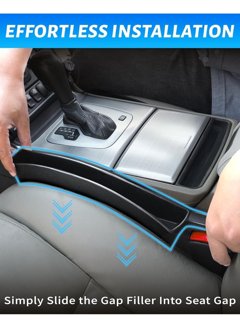 SYOSI Car Seat Gap Filler Organizer, Universal Side Gap Cover with Storage Pockets & Cable Access Hole, Multi-Functional Car Accessory for Phones, Keys, Glasses & Coins, Non-Slip Base (Black, 2-Pack) - Image 4